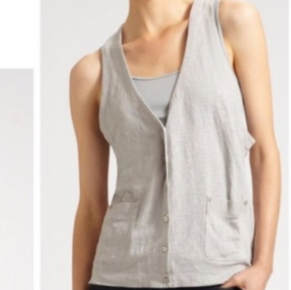 Eileen Fisher Linen Button Front Vest‎